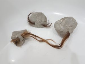 Stoned, 2018, Clay & Human hair