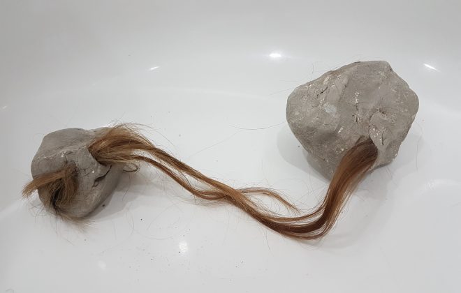 Stoned, 2018, Clay & Human hair 46cm x 34.50cm Alluminium mount print £460